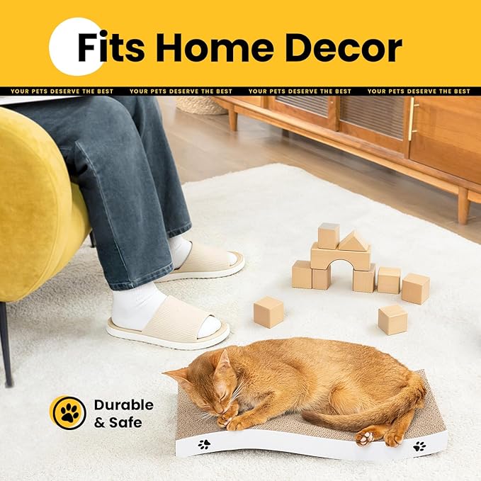 Cat Scratcher, Durable Scratch Pad, Corrugated Cardboard Scratching Board for Indoor Cats, Heavy Duty, Double-Sided Usability, Recyclable, with Catnip, Large, 2 Packs