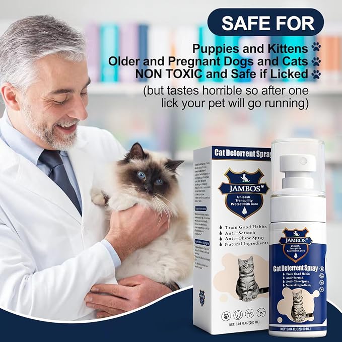 2 Bottles Cat Deterrent Spray – Natural, Non-Toxic Anti-Scratch Spray for Cats & Kittens – Indoor & Outdoor Pet Training Aid – Furniture & Carpet Protector (Blue, M)