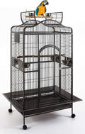 Extra Large Wrought Iron Open/Close Play Top Bird Parrot Cage, Include Metal Seed Guard Solid Metal Feeder Nest Doors Overall Dimensions: 35.25" Wx29.5 Lx62 H(with Seed Skirt)