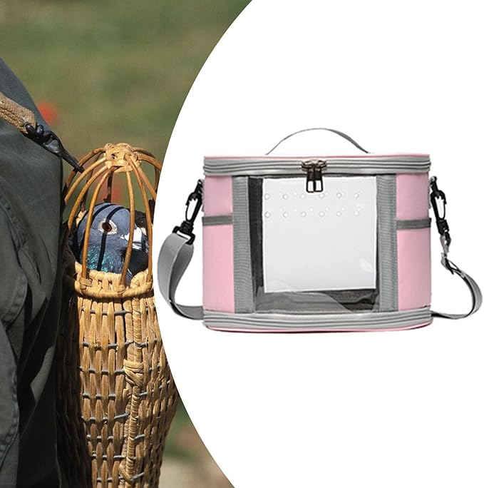 Generic Bird Carrier Bag Bird Travel Cage Small Animal Carrier Guinea Pig Carrier for Budgies, Sugar, Glider Small Pets Lovebirds, Pink L