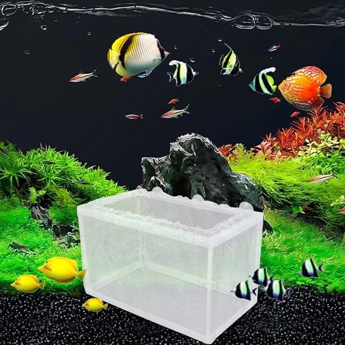 Fish Breeding Box – Aquarium Breeder Box with Mesh, Fish Fry Hatchery & Isolation Box, Suction Cup Fish Tank Breeding Box, Juvenile Fish Separation Net for clownfishh and Other Fish