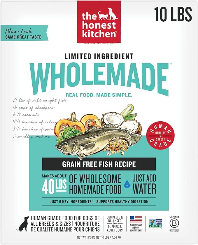 The Honest Kitchen Human Grade Wholemade™ Dehydrated Limited Ingredient Dog Food, Fish 10 lb Bag (makes 40lbs)