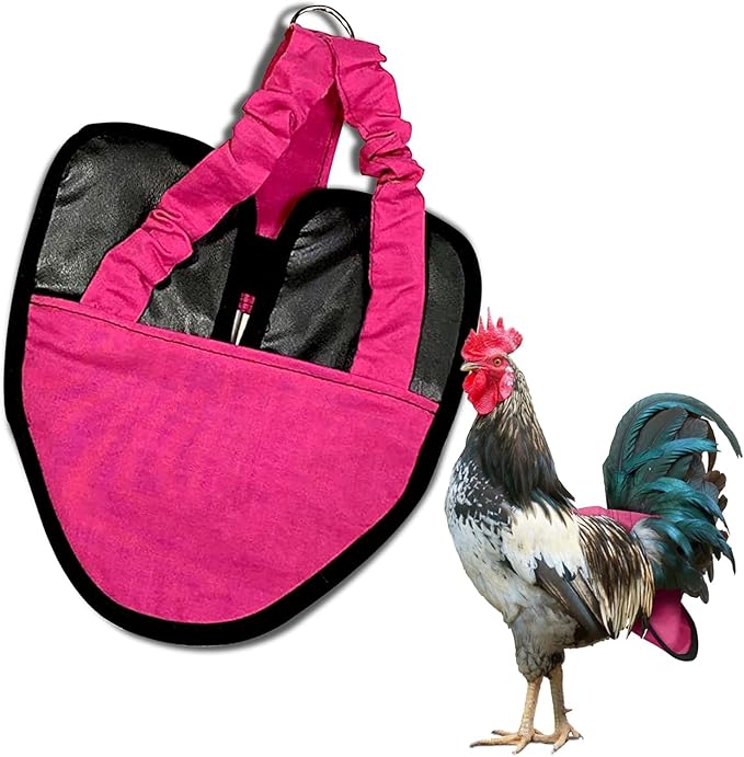 Hen Holster Bird Diaper, Wrap Around - for Hens, Roosters, Ducks, Leak-Proof Design, Comfortable Fleece Strap Bird Harness with Sewn-in Liner, Secure Hook and Loop Closure - Large, Pink