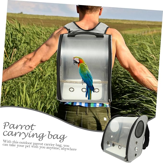 Hemoton Bird Carrier Backpack with Detachable Stand Breathable Parrot Travel Cage for Outdoor Adventures Shoulder Straps and Visible Window Lightweight Pet Carrier Bag for Hiking and