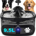 Kastty 9.5L/2.5Gal Dog Water Fountain,Large Pet Water Fountain for Dogs Inside,Quite Dog Water Bowl Dispenser with Water Window & LED,Dog Fountain Water Bowl with Multi-Filtration for Pets(FS82,Black)