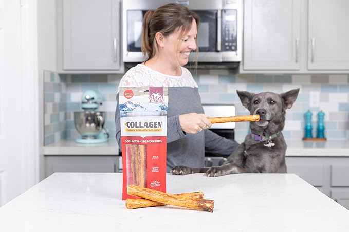 Wild Eats Salmon Flavor Collagen Retriever Style Cheek Roll 10" Dog Chews-3 Pack (Long Lasting Dog Chews Treats & Bones for Medium Dogs) Substitute for Pig Ears for Dogs