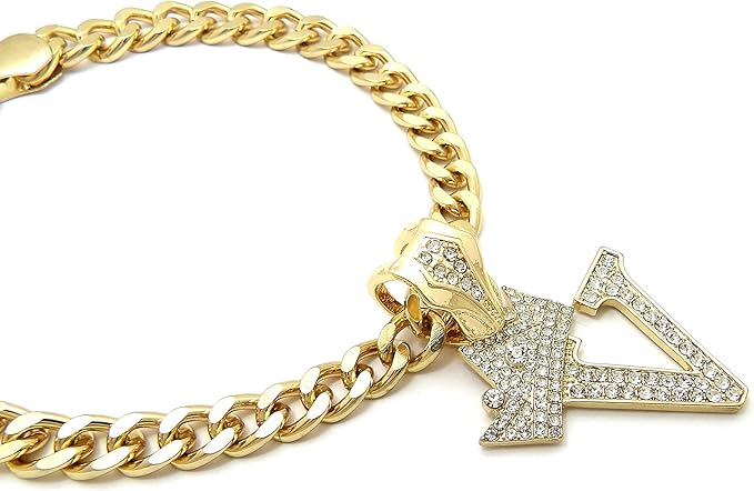 Initial Letter Cuban Chain Dog Chain Pet Chain Pet, Cat, Puppy Necklace (V, 30")