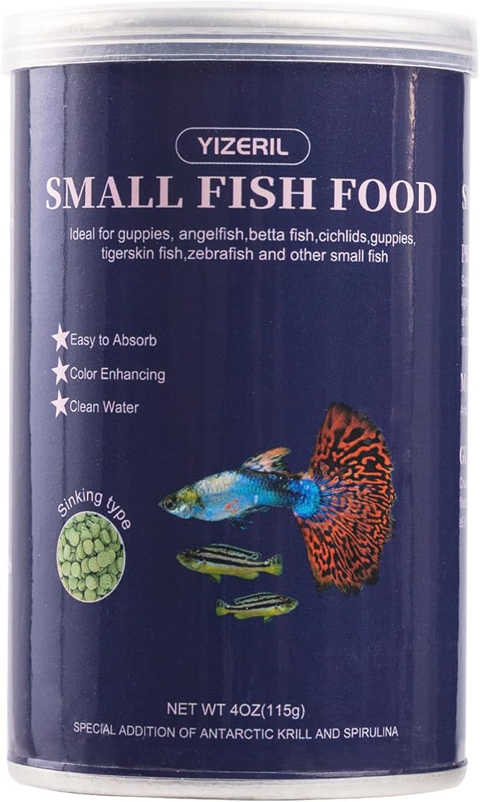 Small Fish Food Universal - Color Enhancing All Natural Ingredients Brine Shrimp Spirulina High Protein Fish Food Patch for Betta Angelfish Guppies tigerskin and Other Small Fish(4oz)