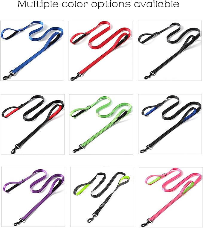 Heavy Duty Dog Leash - 2 Handles by Padded Traffic Handle for Extra Control, 6foot Long - Perfect for Medium to Large Dogs (Dark Blue, 6 ft)