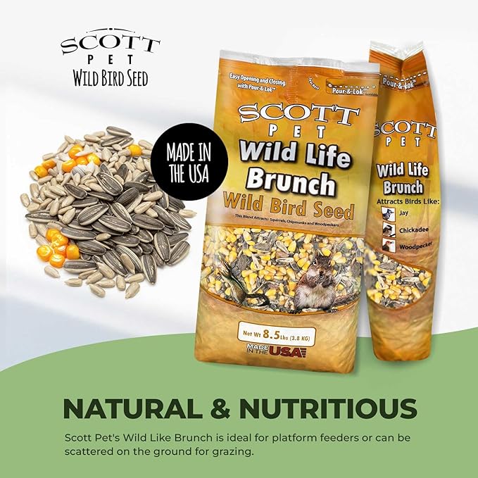 Scott Pet Wild Bird Seed, Wildlife Brunch Blend, 8.5 lbs Bag, Feed, Great for Platform Feeders, Food for Outside Wild Birds