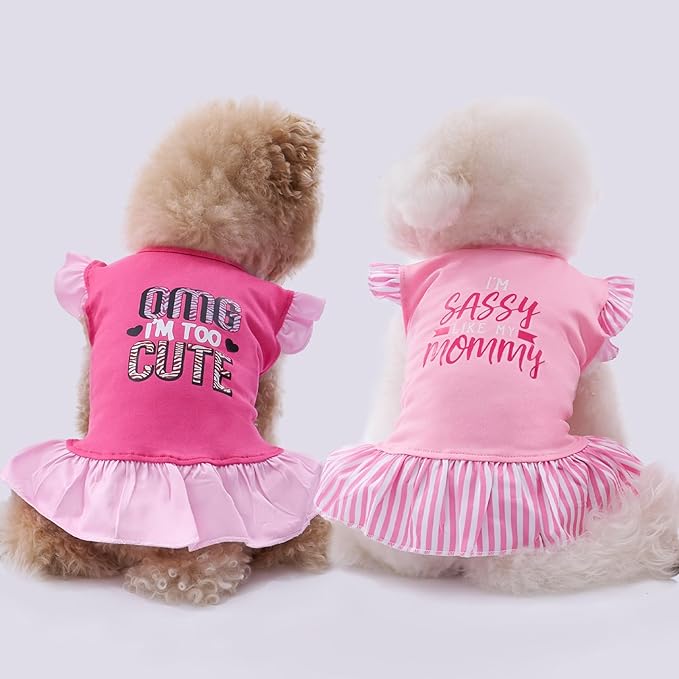 XPUDAC 4 Pack Dog Dress Shirt Puppy Skirt Cute Doggie Dresses Thanksgiving Clothes Dog Apparel for Small Dogs and Cats (Pink Angel, XX-Small(1-2 lbs))