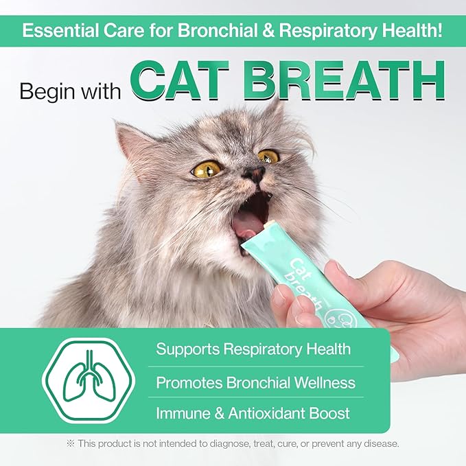 Doctor By Cat Breath Bronchial Supplements Cat Sneezing Treatment Asthma Cold Cough Nose Relief Respiratory&Immune Support with TF-343-30 lickable Formula Individually Packaged, Chicken (1 Pack)