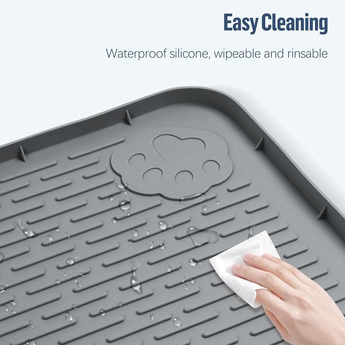 Pee Pad Holder for Dogs, 50" x 35" Silicone Pee Tray Mat Leak-Proof, High Edge, No Spill Pet Pad Holder for Puppy, Cat, Rabbit, Training Pads for Floor Protection, No Pee Pads (Dark Grey)
