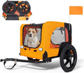Anwick Dog Bike Trailer, Heavy Duty Dog Trailer for Bicycle, Cart Pet Bike Carrier with 3 Doors, 16" Wheels, Flag, Collapsible to Store, Pet Cart Bicycle Carrier for Small and Medium Pets