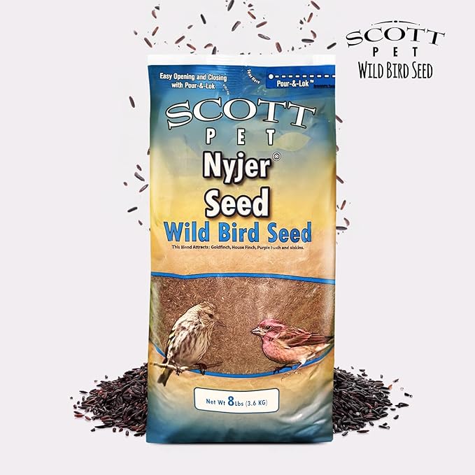 Scott Pet Wild Bird Seed, Nyjer Seed, 8 lbs Bag, Single Ingredient, Great for Outside Feeders, Food for Outside Wild Birds