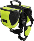 Polyester Dog Saddlebags Pack Hound Travel Camping Hiking Backpack Saddle Bag for Small Medium Large Dogs (Neon Green,L)