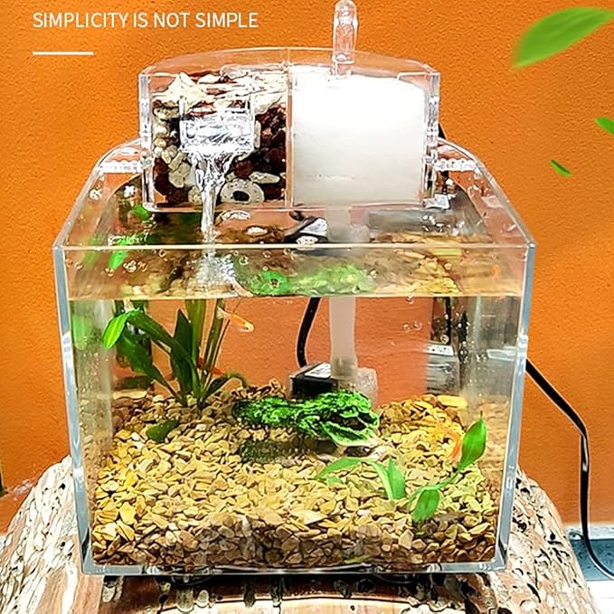Small Betta Fish for Acrylic Desktop Fish Bowls Self-Circulation Filtration Aquariums with Filter Cotto