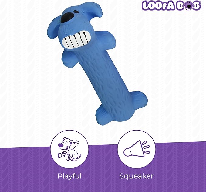 Multipet Original Loofa Latex Dog Toy - Squeaky Toy for All Dogs - Easy-to-Clean Squeaky Toys - Latex Dog Toys for Playing (1 Count, 6”, Random Color Surprise)