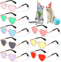 Konohan 8 Pcs Heart Dog Cat Sunglasses Metal Small Pet Sunglasses Funny Puppy Cosplay Glasses Cosplay Party Costume Photo Props