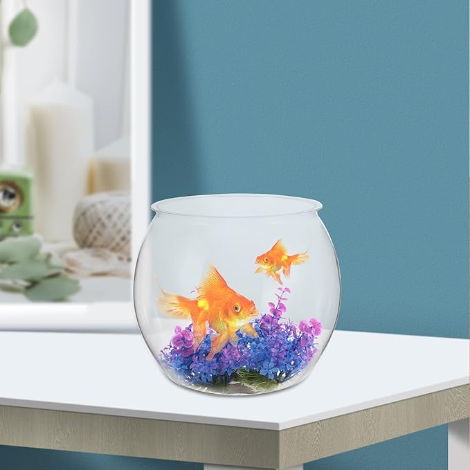 Desktop Fish Tank Bowl, Plastic Tabletop Fish Bowl Aquarium, Small Micro Landscape Tank for Office and Home Decor