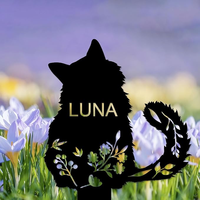 Personalized Cat Memorial Stake, Cat Grave Marker, in Memorial of Cat, Cat Loss Gift, Cat Name Sign Pet Sympathy Gift Cat