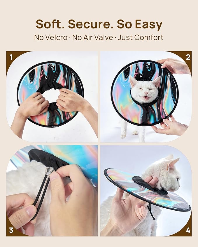 Soft Cat Cone Collar, Adjustable Cat Recovery Collar, After Surgery to Stop Licking, Waterproof & Easy to Clean, Lightweight Elizabethan Collar for Cats and Small Dogs (Stellar Wanderer, M)