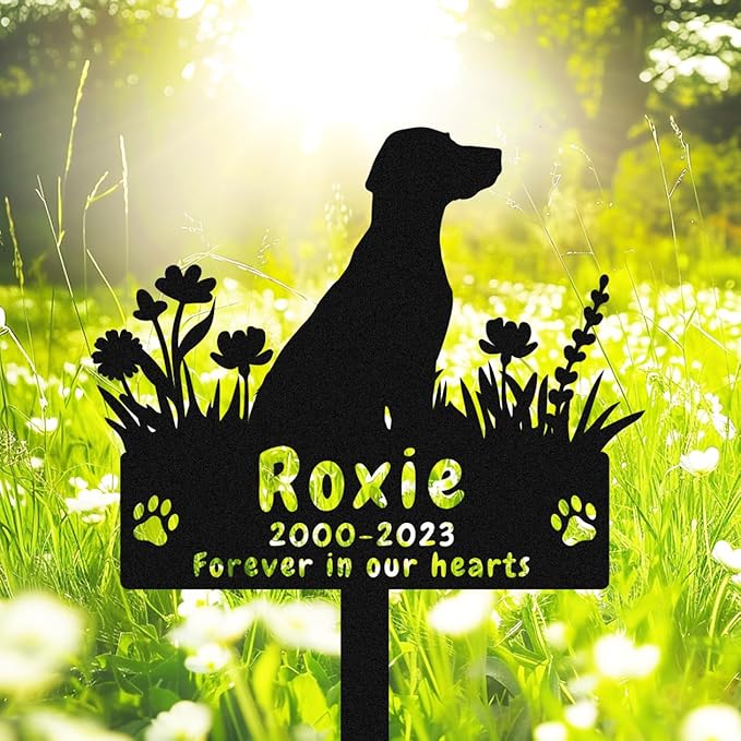 Personalized Labrador Retriever Dog Metal Memorial Stake Grave Marker, Custom Dog Name Labrador Retriever Memorial Grave Marker, Customized Flowers Dog Memorial Plaque Burial Stake