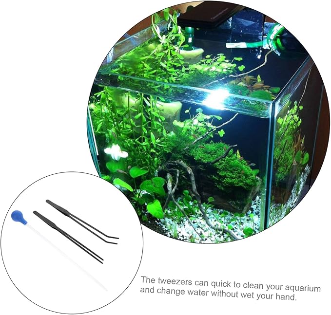 Mipcase 2sets Coral Aquatic Tweezers Clip for Fish Tank Cleaning and Feeding Aquarium Tools Pipette Dropper for Aquatic Waste Removal and