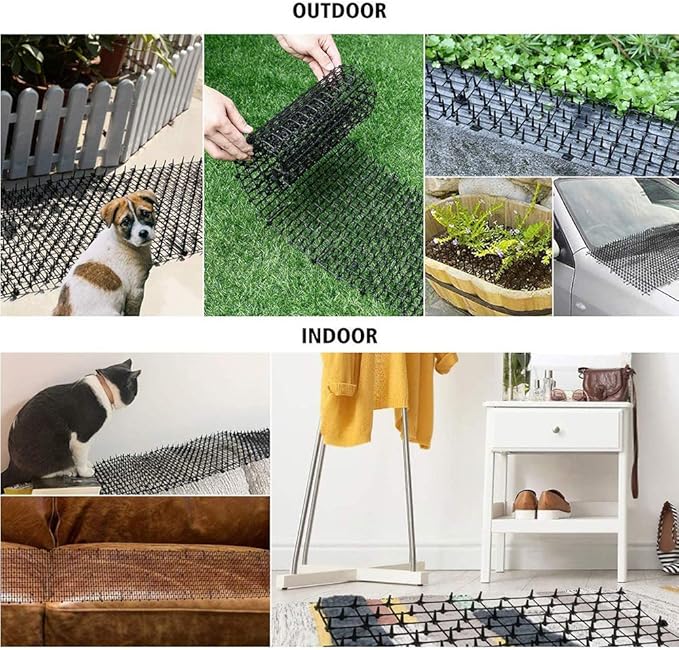 Cat Scat Mat with Spikes,Cat Repellent Indoor & Outdoor Scat Mat, Deterrent Scat Mats for Cats and Dogs for Garden, Porch, Home, Anti-Cats Network Digging Stopper Prickle Strip