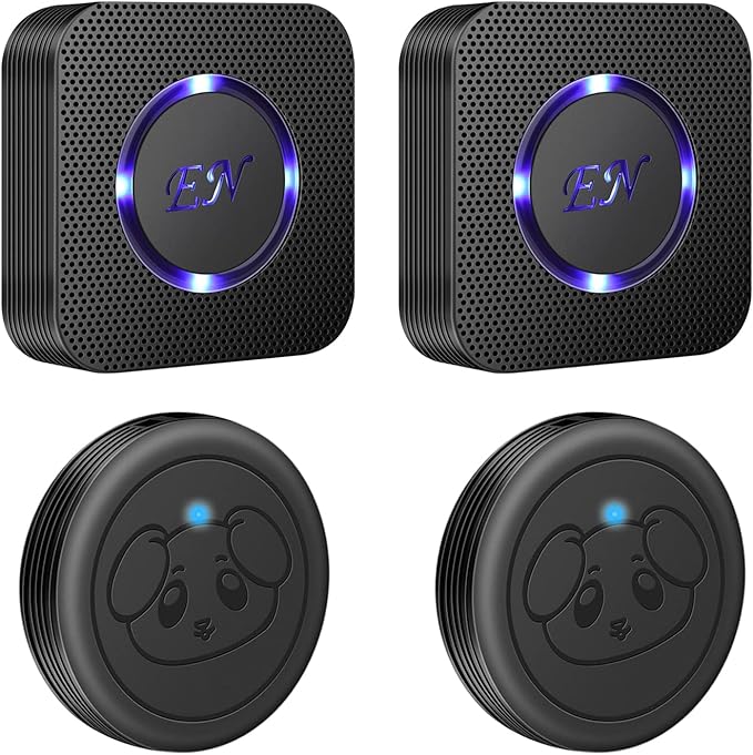 EverNary Dog Door Bell, Wireless Doggie Doorbells for Potty Training, Door Bell for Dogs to Go Outside, Dog Bells (Black, 2 Receiver 2 Transmitters)