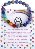 Pet Memorial Gifts, Rainbow Bridge Bracelet for Beloved Dog Cat, 8MM Mixed Color Bead 7 Chakra Memorial Bracelet for Women Men Who Lost Pets, Pet Sympathy Gift