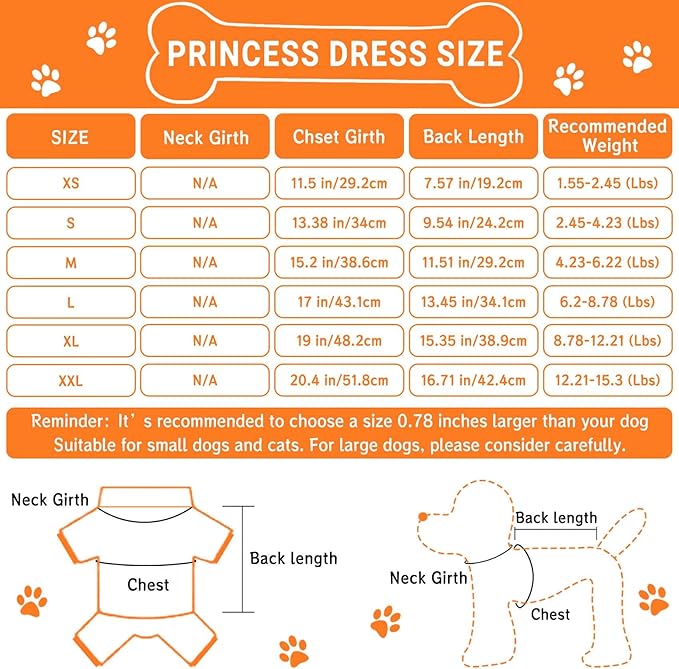 TAPBULL Dog Dresses, Fashionable Pet Dog Clothes, Cute Cat Birthday Dress Outfit (Orange/Red/Yellow/Blue/Pink 5-Pack), Medium