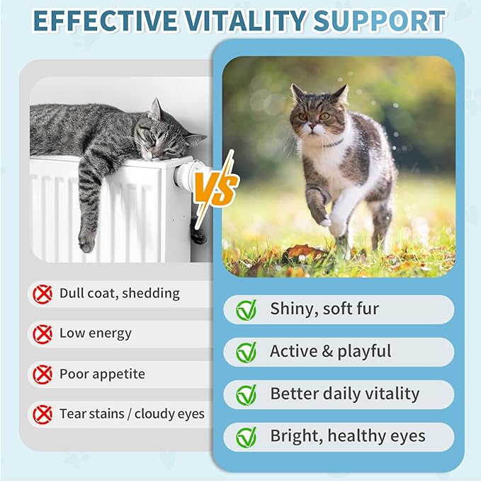 Taurine for Cats Vitamins Treats Snacks – Cat Multivitamin 500 Crunchy & Creamy Chews – Supports Immune, Joints, Digestion, Skin & Coat – Daily Healthy Supplement for Cats of All Ages (90-Day Supply)