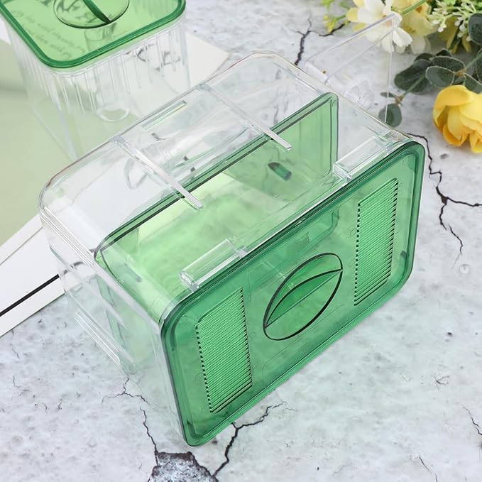 DOITOOL Fish Breeding Box for Aquarium Transparent Isolation Tank with Fine Mesh Sieve for Baby Fish Separator and Guppy Fry Hatchery Compact 2-Pack for Home Aquarium