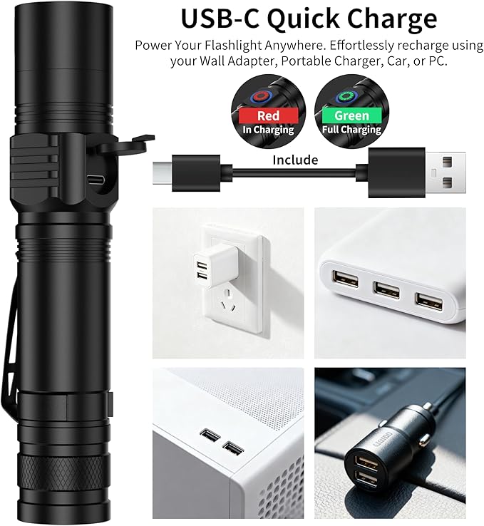 365nm UV Flashlights Rechargeable, Blacklight with USB-C Cord for Pet Urine, Resin Curing, Carpet Stains, Scorpions, and Bed Bug Inspection
