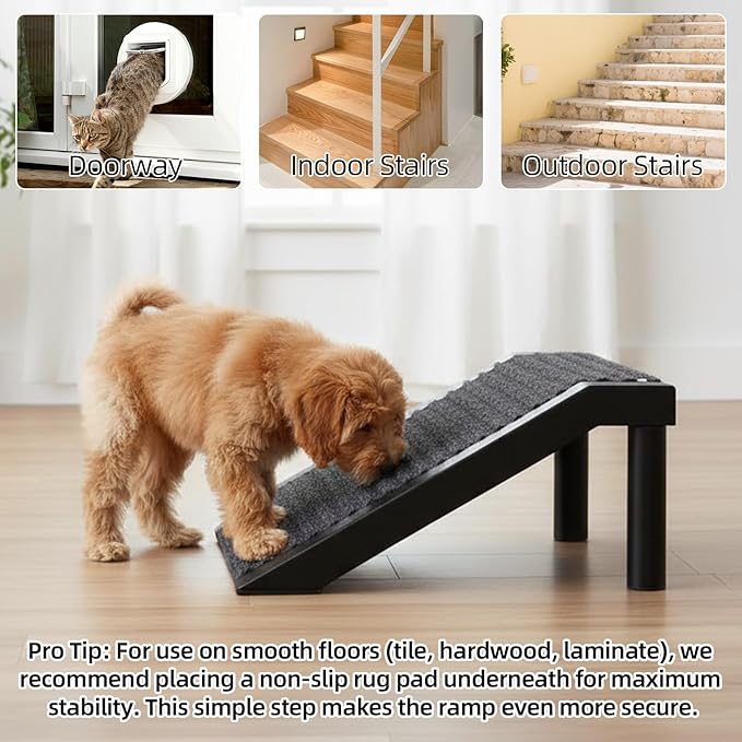 Dog Ramp for Stairs – Non-Slip Pet Steps with Locked-in Carpet & Iron Frame, Helps Senior Dogs & Small Breeds Climb Safely (2-Pack)