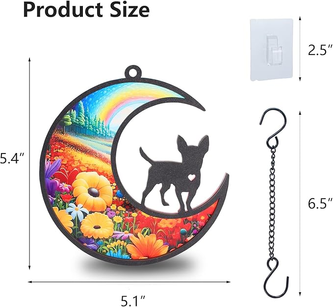 DIY Chihuahua Memorial Suncatcher with Sympathy Card,Loss of Dog Sympathy Gift, Chihuahua Gifts for Women, Xmas Dog Decor Ornament (5-Chihuahua)