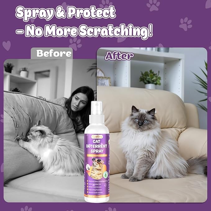 2 Pack Cat Deterrent Spray Indoor & Outdoor– Cat Repellent Spray for Scratching & Marking – Anti-Scratch Deterrent for Furniture, Walls, Cords & Plants – Cat Spray for Training & Behavior Correction