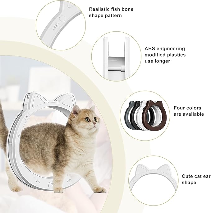 Cat Door Interior Door - Snow White Clean Invisible, Large No-Flap Pet Door for Cats Up to 22 LBS, Easy DIY Setup, No Training