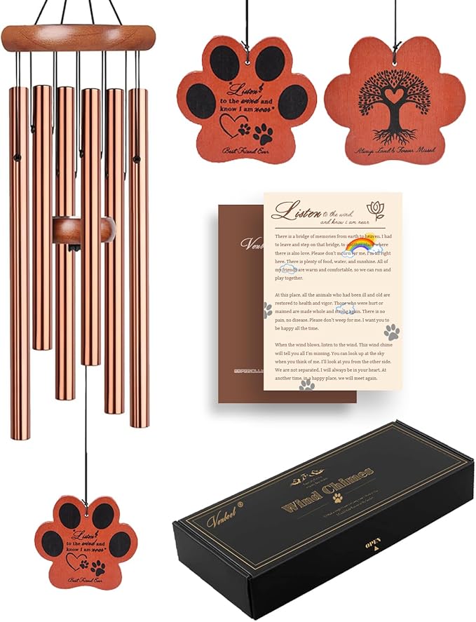 Dog Memorial Gifts for Loss of Dog, 28" Pet Memorial Wind Chime, Pet Loss Passing Away Remembrance Bereavement Gift