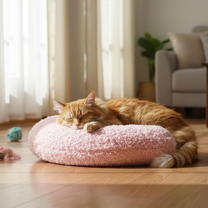 U-Shaped Pillow for Pets Cat Calming Pillows Indoor Pet Soft Fluffy Cat Dog Bed Anxiety Relief Half Donut Cuddler with Cute Embroidery Pattern Pet Neck Pillow for Cats Dogs Other Pets