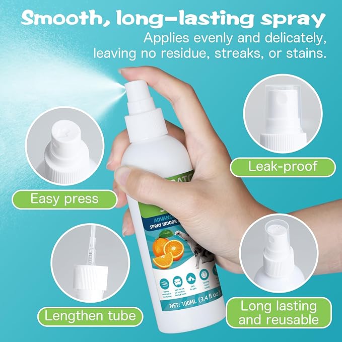 Natural Non-Toxic Cat Repellent Spray, Indoor & Outdoor Pet Training Cat Anti-Scratch Spray for Furniture, Carpet, Sofas, Curtain Protection, No Trace Formula (200 ML)