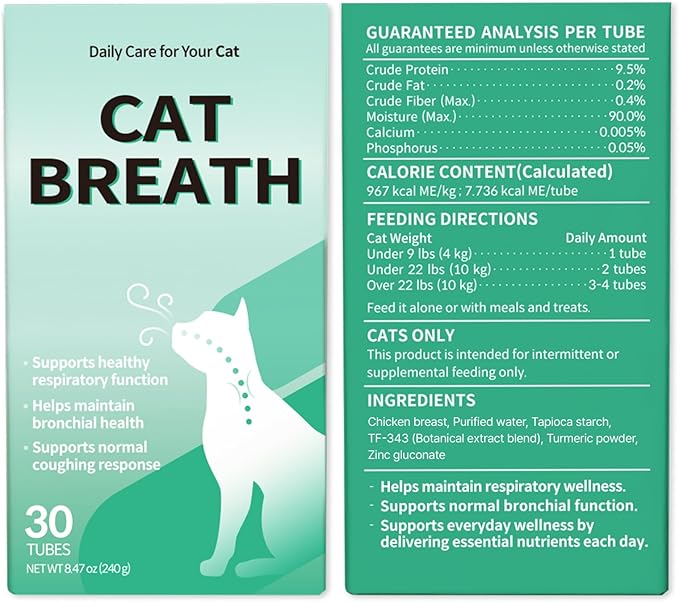 Doctor By Cat Breath Bronchial Supplements Cat Sneezing Treatment Asthma Cold Cough Nose Relief Respiratory&Immune Support with TF-343-30 lickable Formula Individually Packaged, Chicken (1 Pack)
