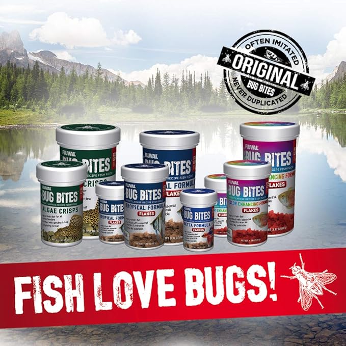 Fluval Bug Bites Fish Food with Spirulina, Flakes for Small to Medium Sized Fish, 1.59 oz., A7355
