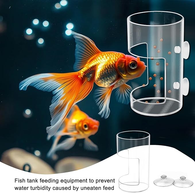 Fish Feeder,Breeder Box for Fish Tank,Breeder Box for Aquarium,Food Vacation Feeder,Feeding Tray with Suction Cup,for Round Aquariums, Hollow Floating-Sinking & Shrimp Food Holders