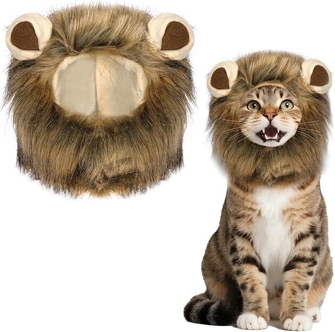 Lion Mane Wig for Cat Costume, Pet Cat Halloween Costumes for Halloween Christmas Easter Festival Parties Photo Shoots
