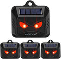 MAGIC CAT 4 Pack Solar Animal Repeller Outdoor, 2024 Nocturnal Animal Predator Deterrent with Red Lights, Waterproof Skunk Deer Coyote Raccoon Squirrel Cat Repellent for Garden Yard Farm Chicken Coop