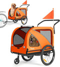 Sepnine Dog Bike Trailer, Supports up to 110 lbs, 2-in-1 Pet Stroller Cart Bicycle Carrier, Easy Folding Cart Frame with Quick Release Wheels, Universal Bicycle Coupler, Non-Slip Floor, Internal Leash