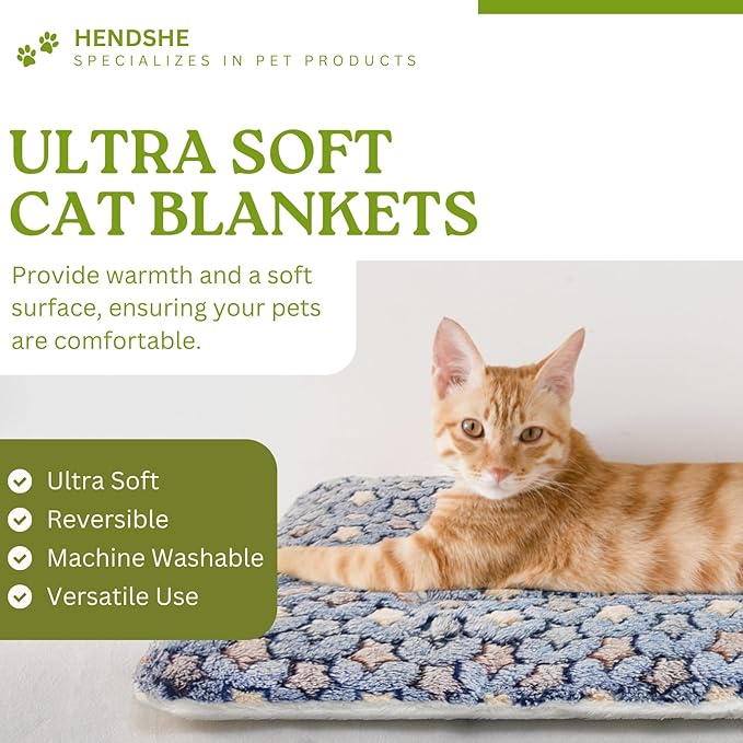 2 Pack Cat Blankets for Indoor Cats, Ultra Soft Reversible Mat, Fluffy Flannel Blanket for Small Dogs and Cats, Washable Pet Pad, X-Large