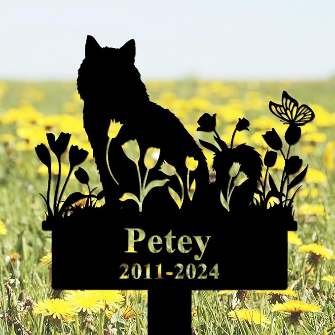 Personalized Cat Grave Marker Outdoor, Custom Cat Memorial Stake, Cat Memorial Garden Stake, Custom Flowers Cat Memorial Plaque, Cat Memorial Gifts for Loss of Cat